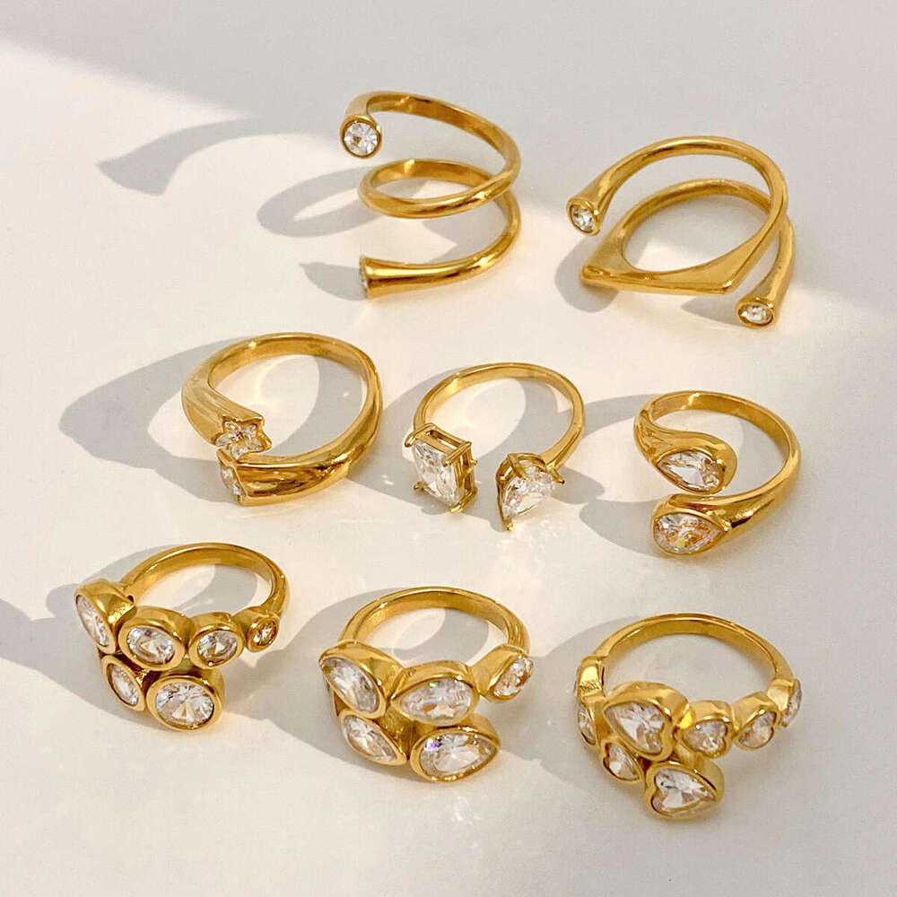 Wanxing Zircon Open for Women Titanium Steel Non-Fading INS Style Simple Light Luxury Stackable Ring