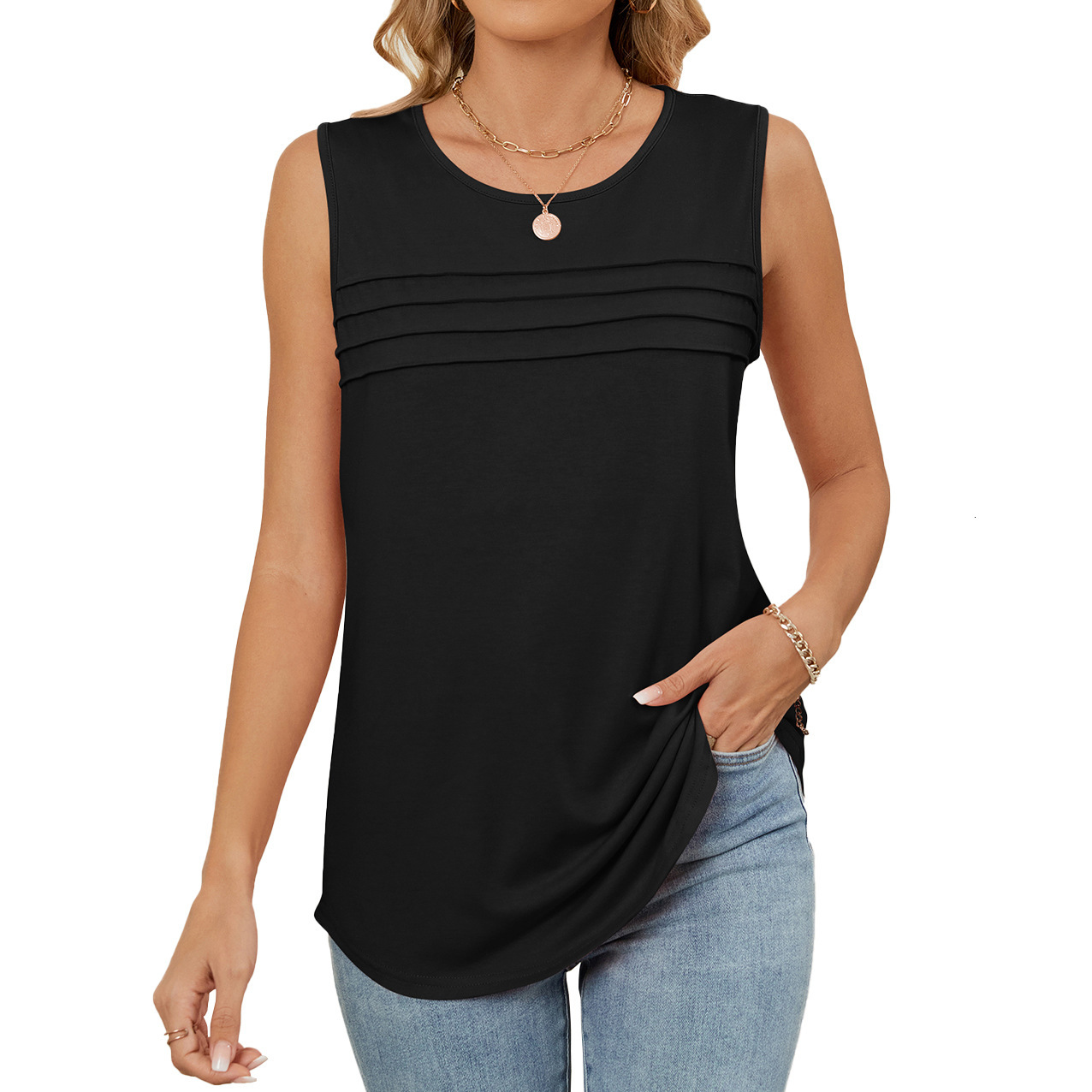 Luxury Designer Clothing Fashion Summer New Item Solid Color Round Neck Loose Sleeveless Women's T-shirt Vest In Stock 2025 Designer Vest