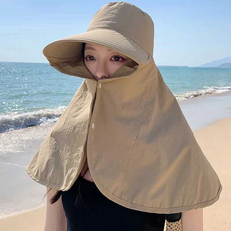 Summer for Women Outdoor UV Anti Neck Protection Sun Visors for Fishing Hiking Big Brim Shawl Sunscreen Fisherman Cap W250602