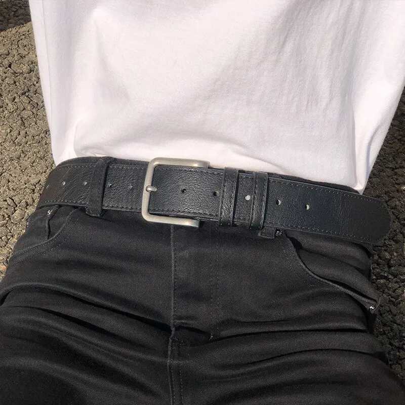 Mens Pu Leather Belt Jeans Classic Adjustable Metal Pom Buckle Belt For Men Gifts Business Leisure XJ250602