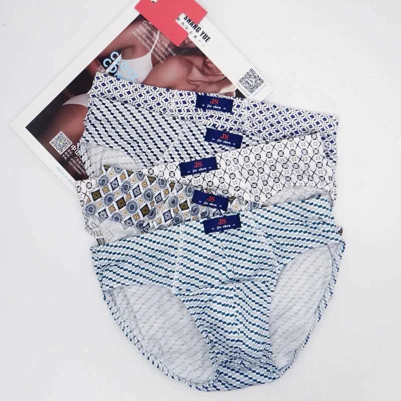 5Pcs/Set Summer Mens Underwear 00% Cotton Mens Briefs Plus Size Men Underpants Panties 3XL/4XL/5XL Mens Breathable Panties W250603