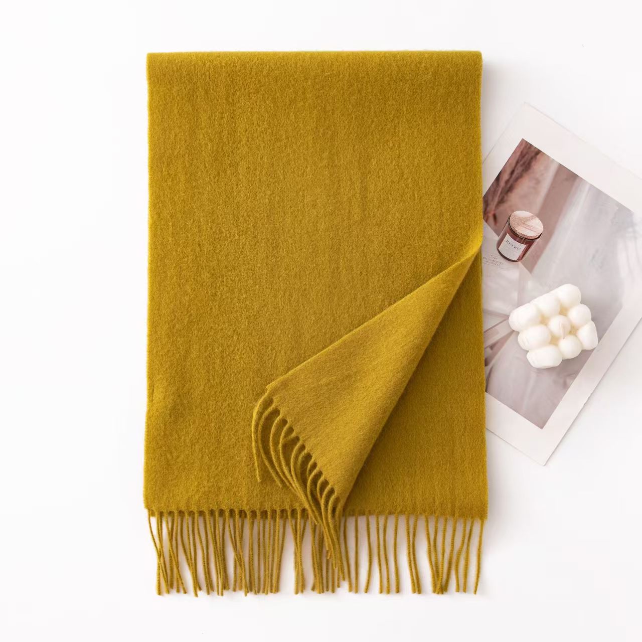 T867 solid color cashmere scarf high-grade gray men's autumn and winter new Morandi color warm neck scarf dual use