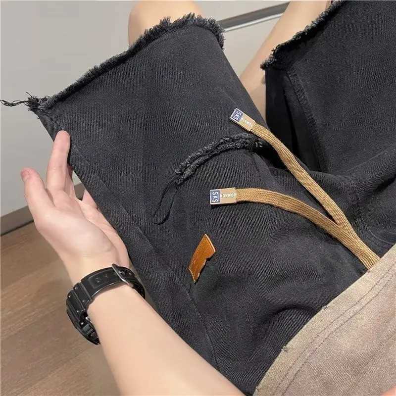 Ripped Denim Shorts Mens Breasted Five-point Design Sense High Street Beggar Medium Pants T250603