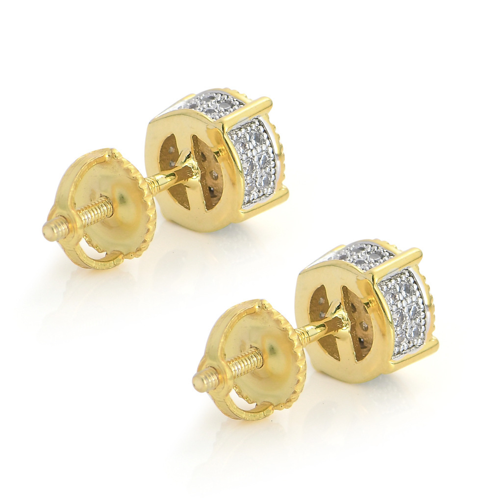 Hip hop Earrings S925 Silver Earrings micro inlaid Moissanite round two-color hip hop Earrings earcap Mozambique earrings