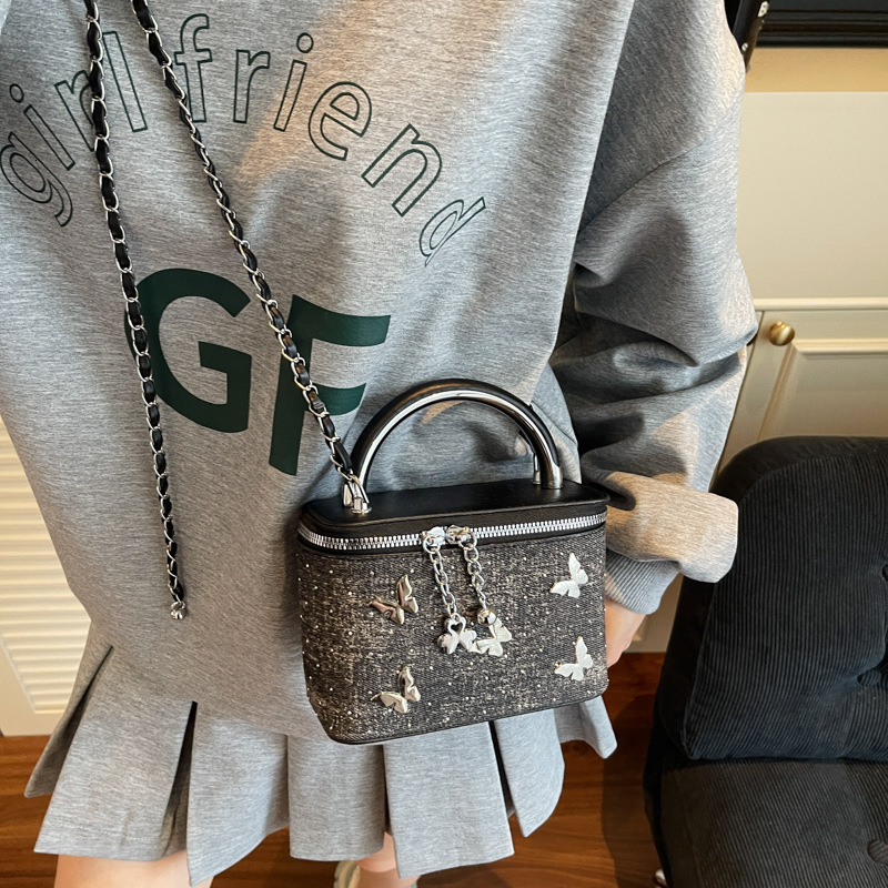 designer High-End Denim Chain Handbag Small Square Bag for Women 2025 New Versatile Fashion Single Shoulder Crossbody Box Bag