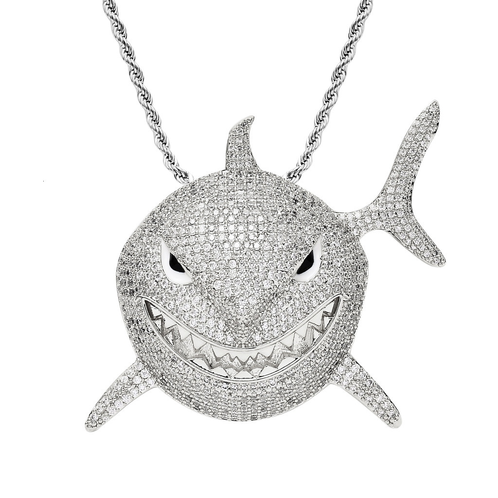 Pendant 6ix9ine same large shark Pendant with Moissanite exaggerated hip hop mens Necklace Moissanite pendant