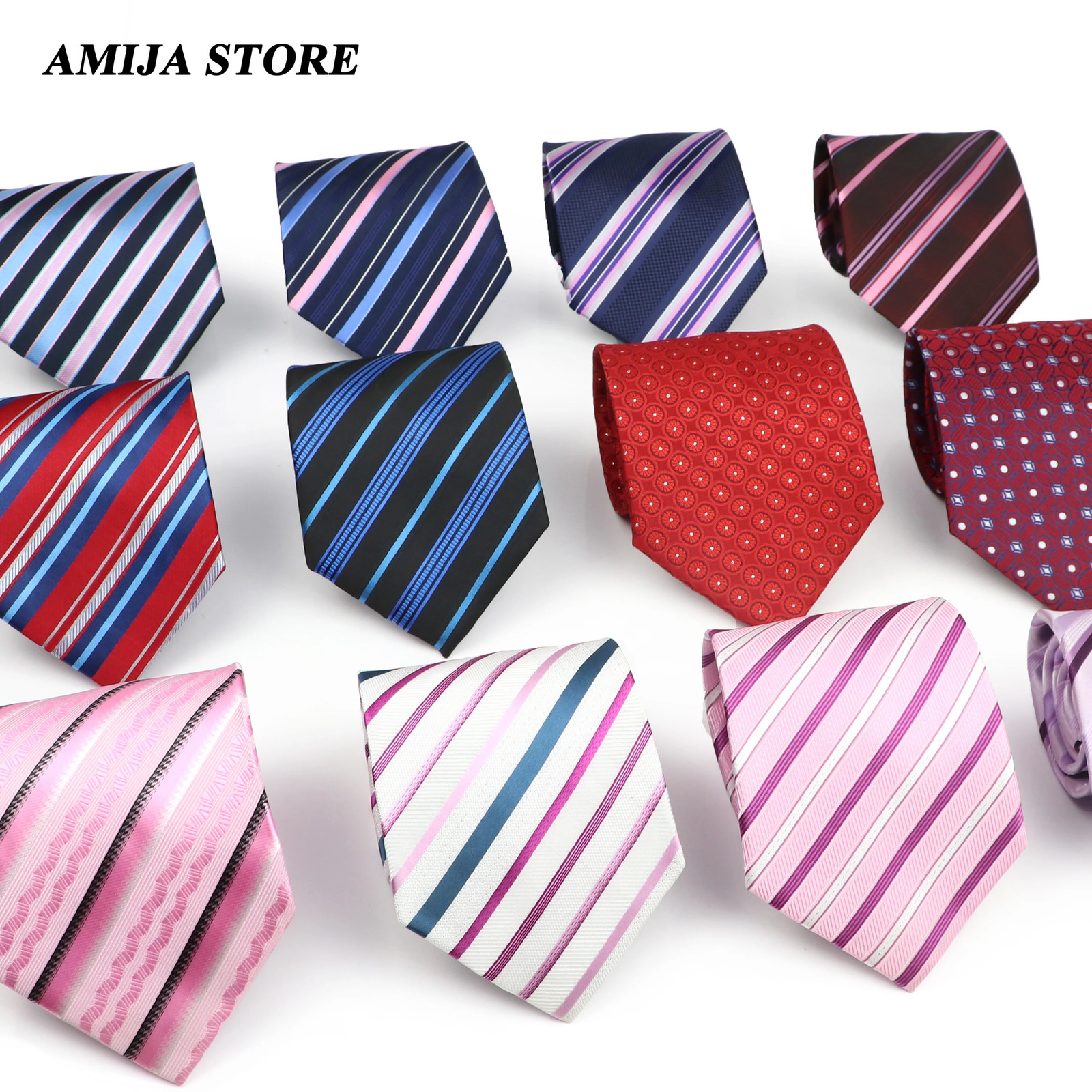 Wholesale Tie For Men Fashion 9 cm Striped Tie Men Pink Purple Fit Wedding Party Suit Accessories Necktie Gravatas Gifts 250530
