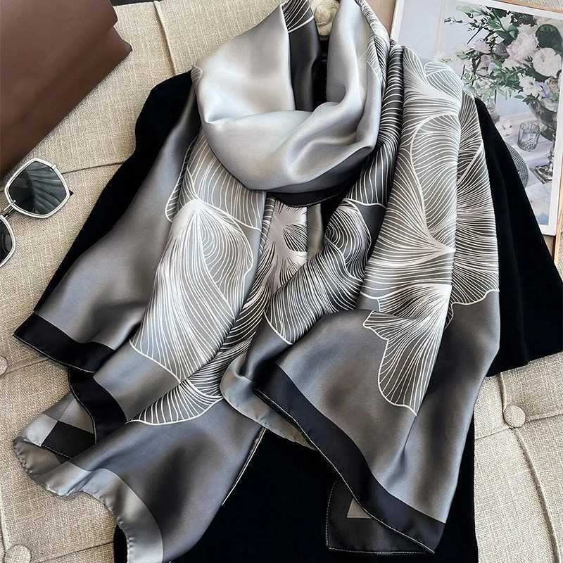 180*90cm Luxury Brand Women Summer Silk Scarves Shawl Lady Wrap Soft Female Europe Designer Beach Bandana foulard muffler pareo W250602