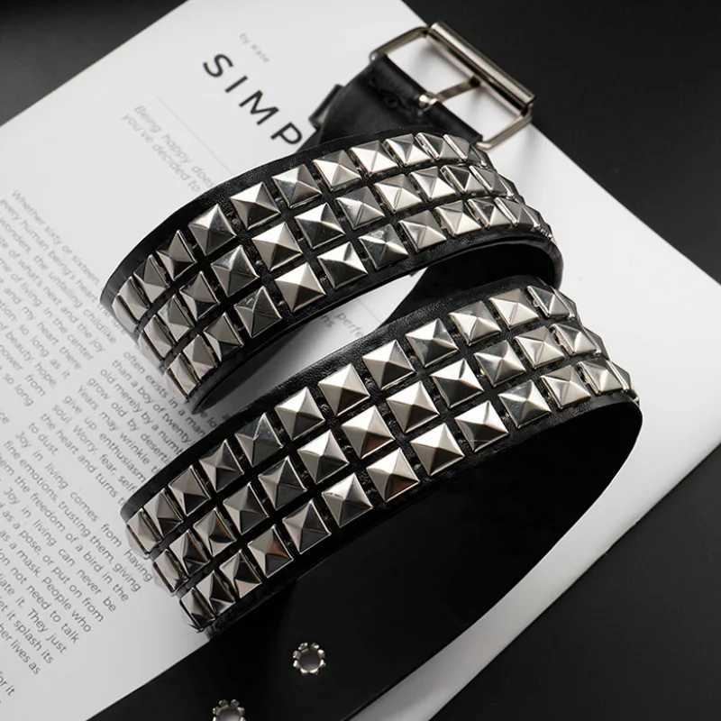 2025 New Square Bead Rivet Belt Metal Pyramid Belt Men and Women Punk Hardware Jeans Belt Y2K Belt Designer Belt Womens Belts XJ250602