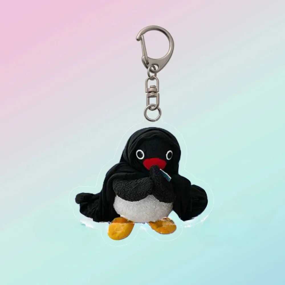 Funny Anime Cute Penguin Key Chain Bag Pendant Gift Micro Landscape Decoration Key Ring Jewelry Frog Bear Acrylic Keychain Gifts XJ250602