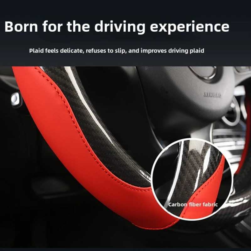 Pu Carbon Fiber Leather Steering Wheel Cover Anti-slip Fashion Wear-Resistant General Motors R250603