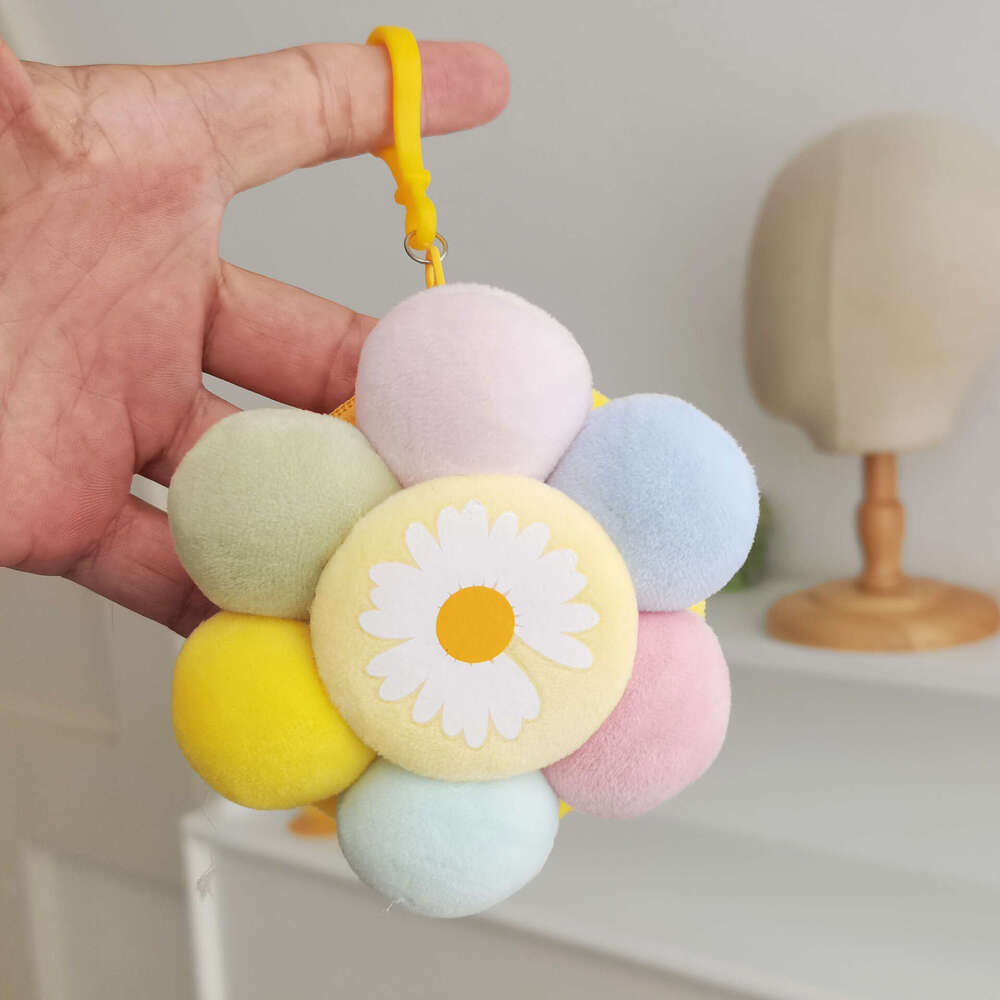 Cartoon Sunflower Smiley Face Coin Purse Pendant Keychain Mini Earphone Bag Small Gift