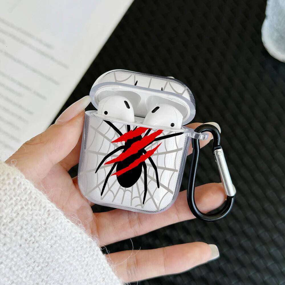Spider-Web Design Headphone Pro2 TPU Soft Cover For 1 2 3 4 Pro With Red Scratch Detail Protective Case