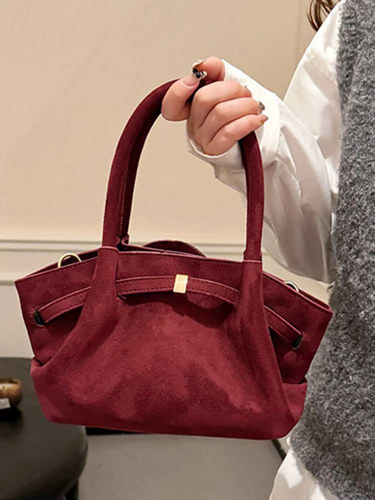 Niche Design Suede Handbags Women Classic Burgundy Large Capacity Crossbody Bag Lady Daily Out Shoulder Bags W250602