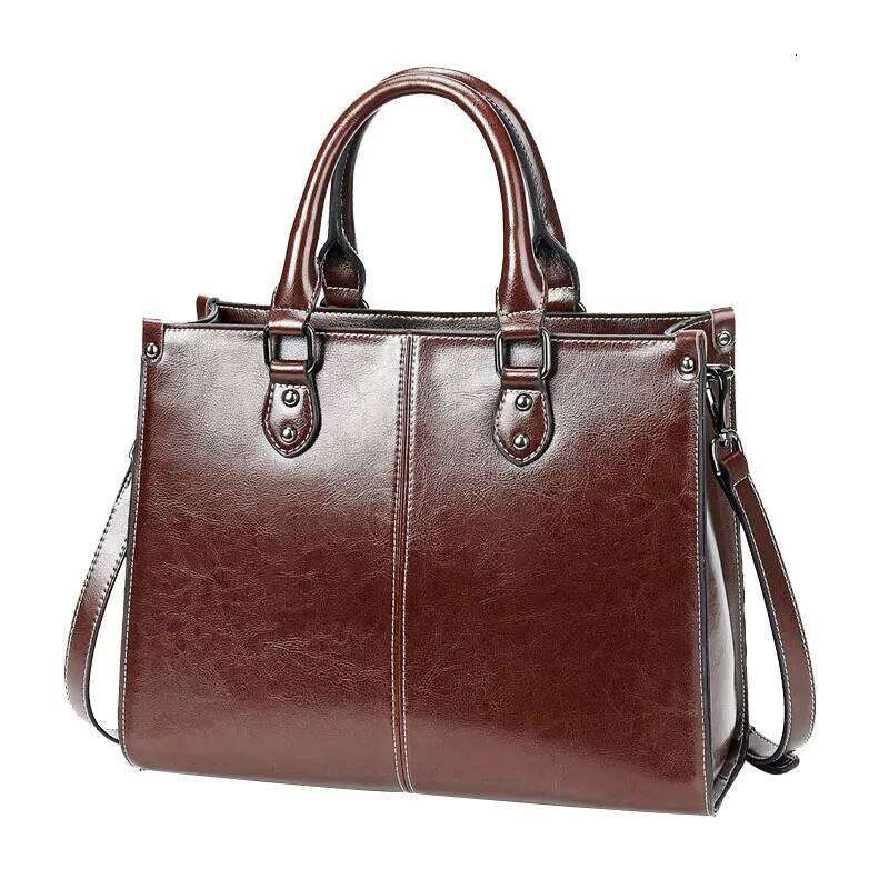 Genuine Leather Women's Tote Vintage Designer Women Crossbody Shoulder Bag Cowhide Fashion Office Female Handbags
