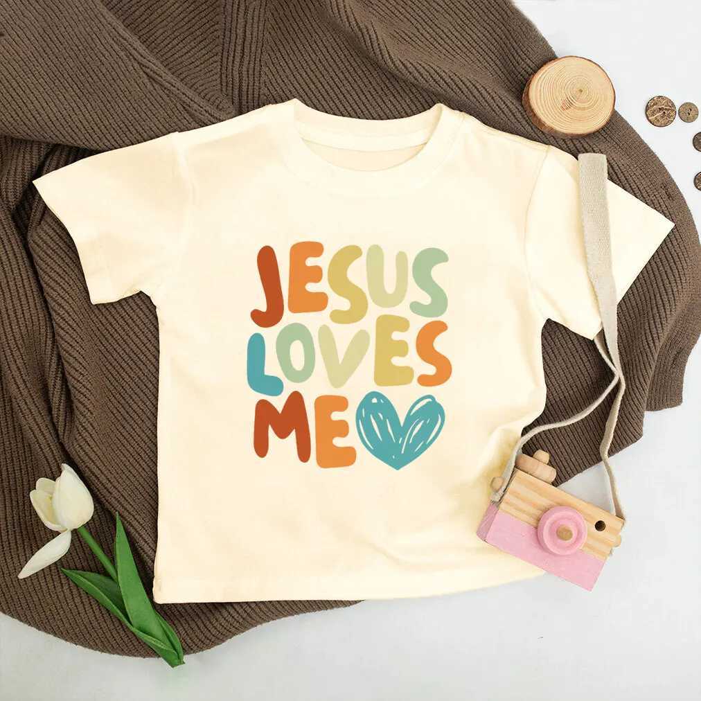 Jesus Loves Me Print Kids Shirt Retro Summer T-shirt Tops for Children Boys Girls Short Sleeve Tshirt Funny Toddler Clothes Tee T250603