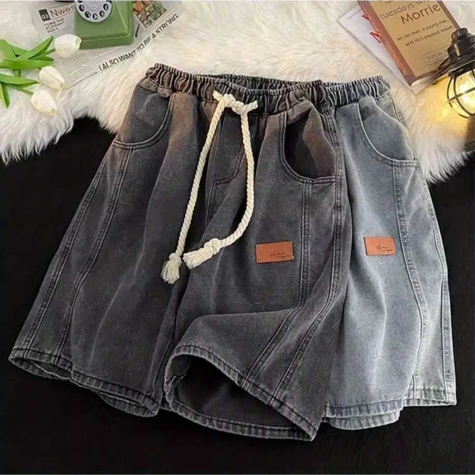 Drawstring Baggy Half Mens Short Jeans Pants Y2k Fashion Popular XL Designer Summer Vintage Original Blue Emo Male Denim Shorts T250603