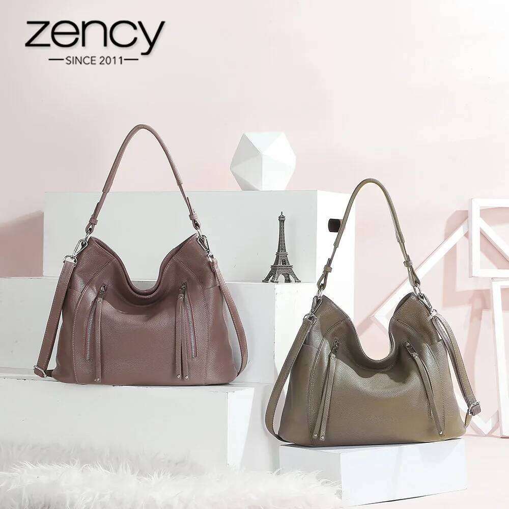 ZENCY New Arrival Daily Handbag Genuine Leather Bag For Women Shoulder Tote Crossbody Hobo Zipper Pocket Charming Female