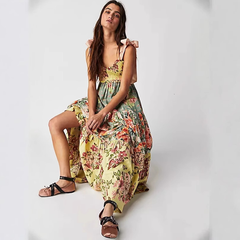 women's wear 25 Summer New French Style Fashion Slim Fit Women's Printed Strap Dress - 68632