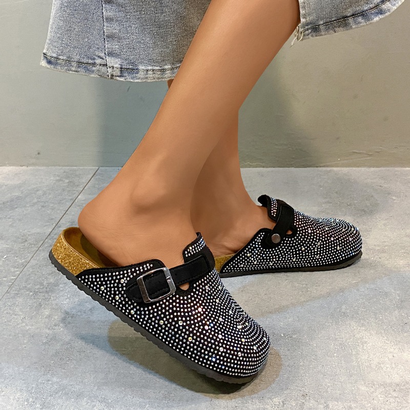 Crystal Chunky Sandals Outdoors Slippers Designer Shoes Summer Clogs Woman House Slipper Pantofle Luxury Slides Med Flip Flops Beach Flat Heels Free S
