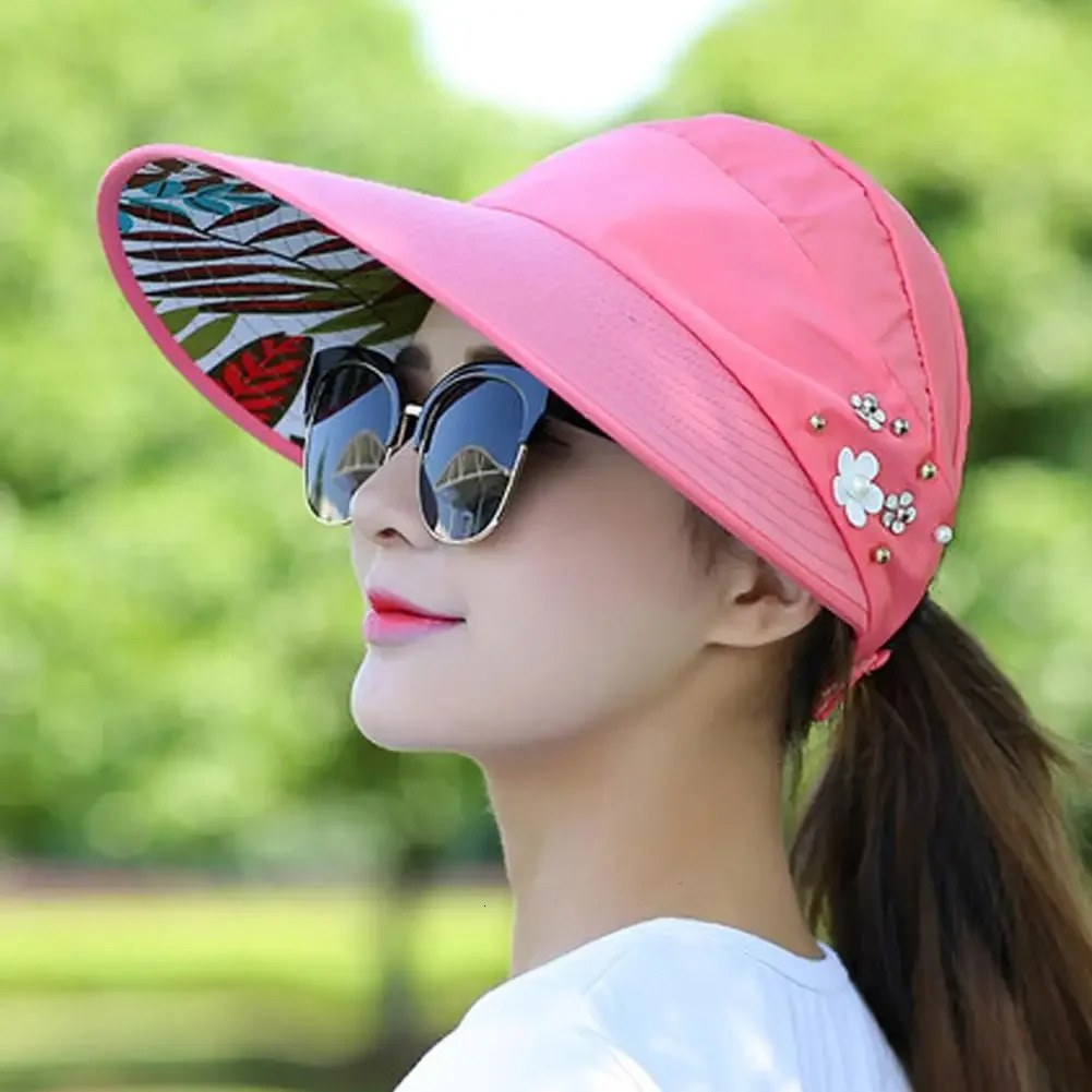 Fashion Womens Ladies Summer Vacation Wide Brim Foldable Sun Hat AntiUV Beach Visor Caps Casual Hats 250530