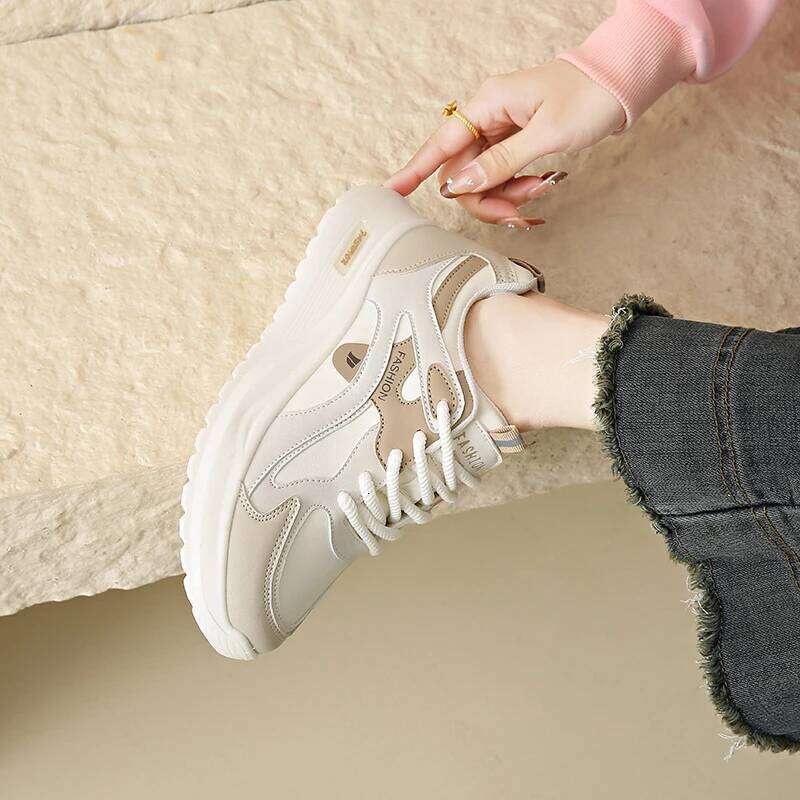 CRLAYDK Lightweight Chunky Sneakers For Women Lace Up Platform Walking Shoes Casual Running Ladies Sports Leather Tennis