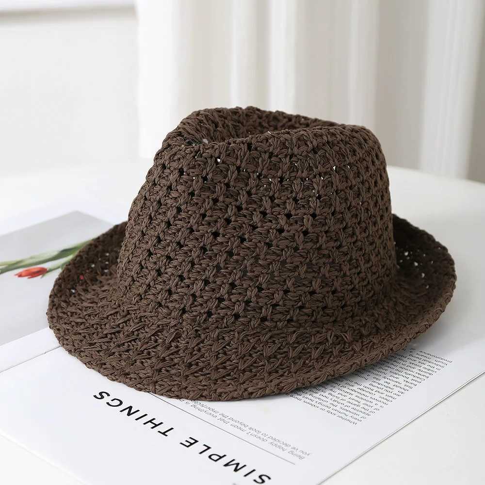 Womens Vintage Jazz-inspired Fisherman Bucket Hat Summer Breathable Sunscreen Sunshade Sun Hat W250602