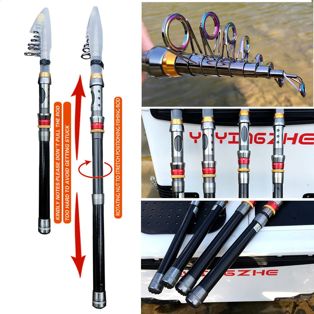 1836m Carbon Fiber Fishing Rod And Reel Combo Super Hard Telescopic Pole Spinning Kit Max Resistance 38kg Pesca 250530