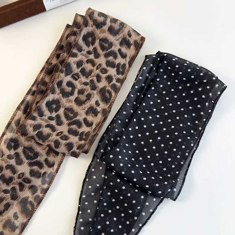 K-Style Animal Print Polka Dot Scarf Belt Boho Hair Band TikTok Viral Spring Summer Satin Accessories Luxe Versatile Scarf W250602