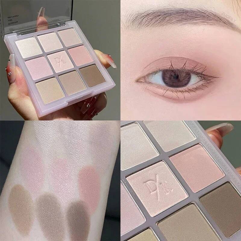 9-Color Eyeshadow Pallete Matte Gray Purple Pink Pigments Waterproof Long Lasting Natural Nude Eye Shadow Cosmetic