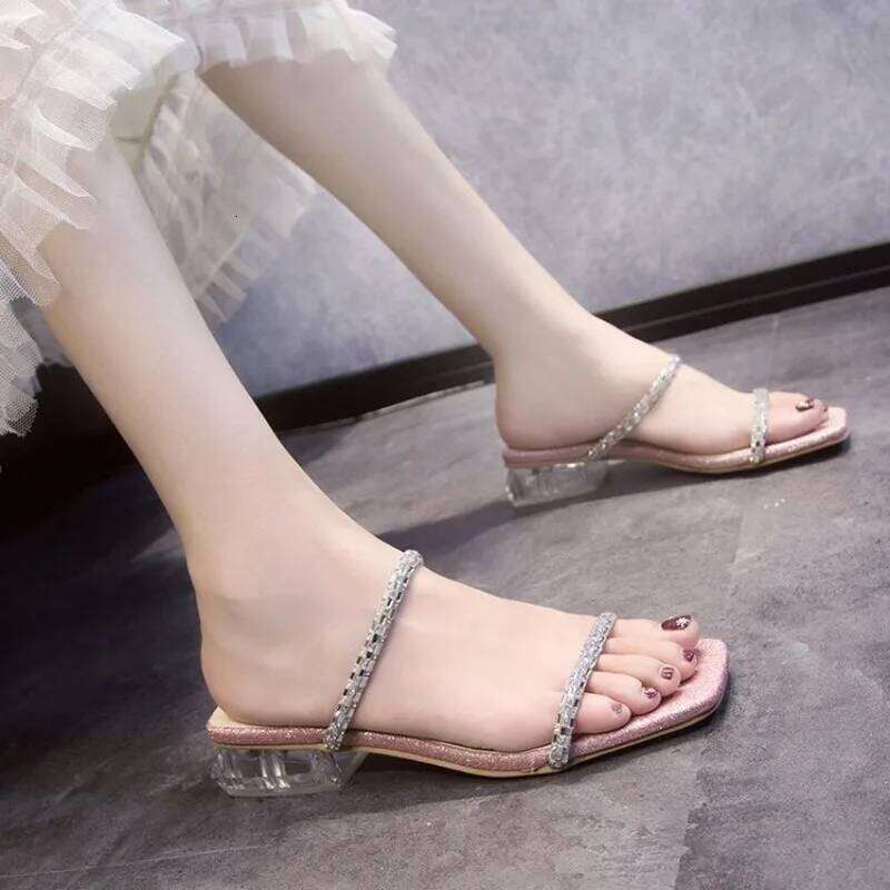 Fashion Summer Women Sandals Shoes Beach Ladies Clear Sandal Comfortable High Heels Woman Transparent Medium Heel New