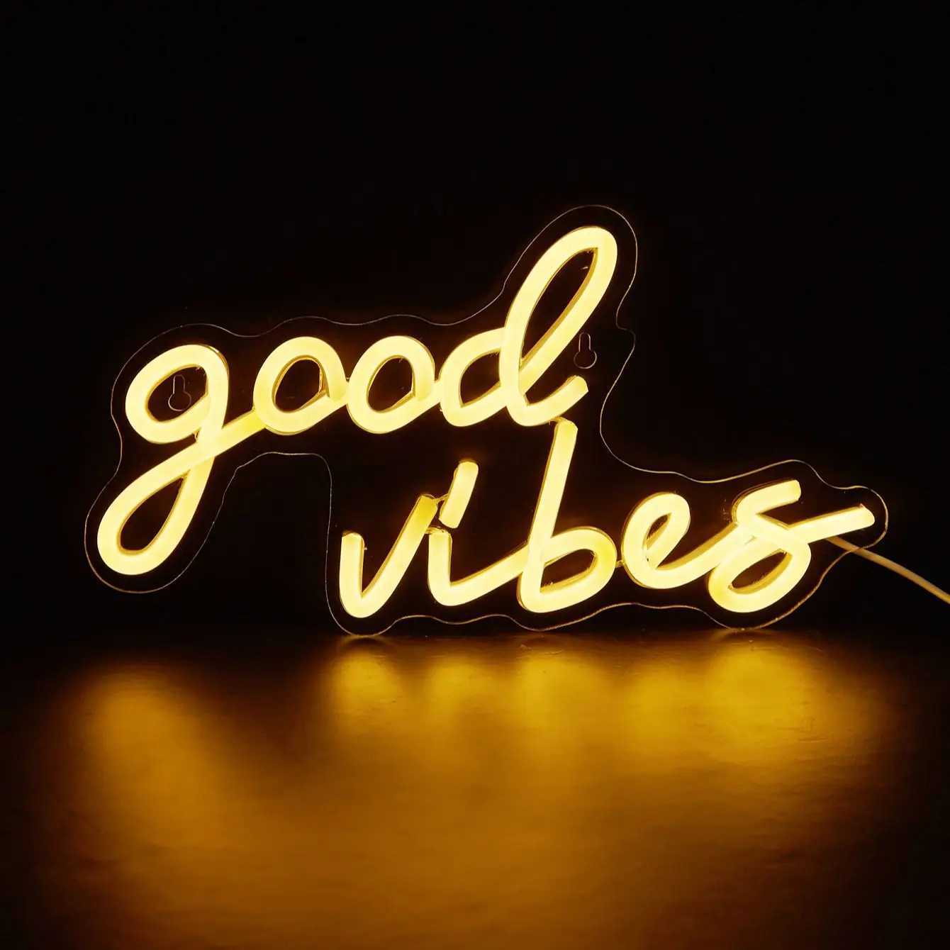Chi-buy Good Vibes LED Neon Sign USB Powered Neon Signs Night Light 3D Wall Art Game Room Bedroom Living Room Decor Lamp Signs XJ250602