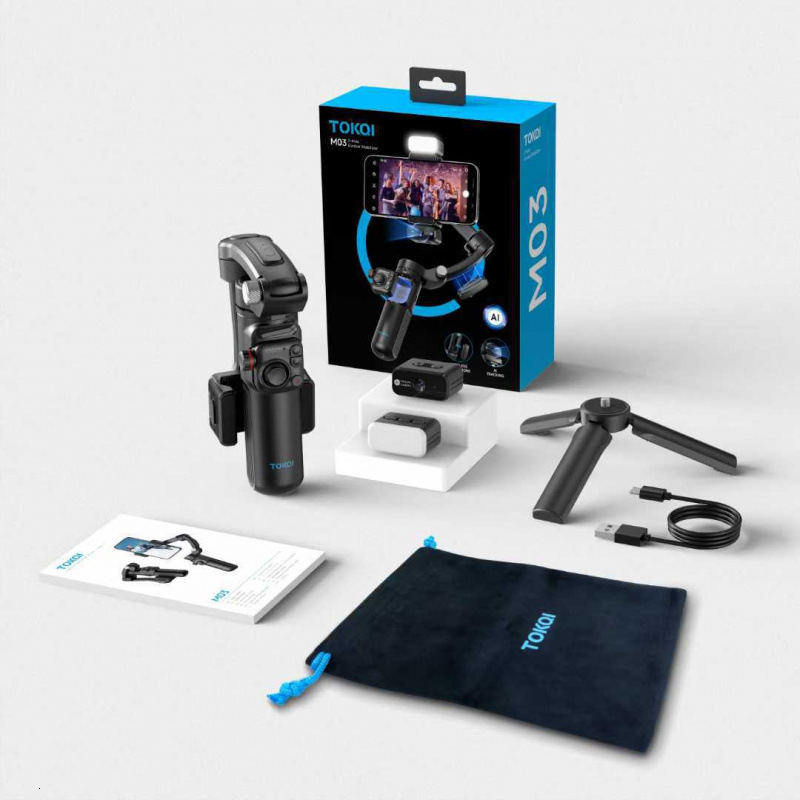 TOKQI Stabilizer M03 Multifunctional 3-Axis Gimbal Stabilizer Handheld Shooting AI Anti-Shake Mobile Live Streaming Follow-Up Shooting 241220