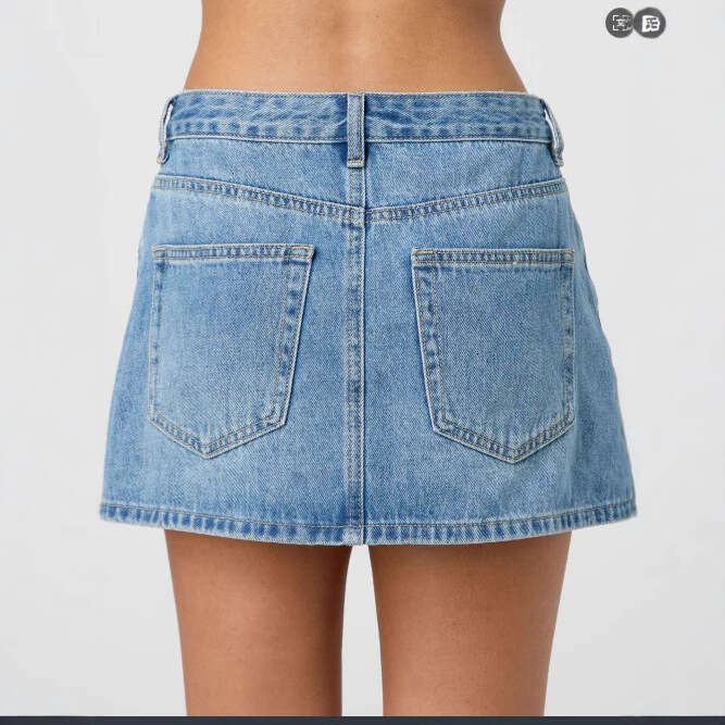 Temu Slim Fit Casual Stretch Washed Denim Skirt For Women B5