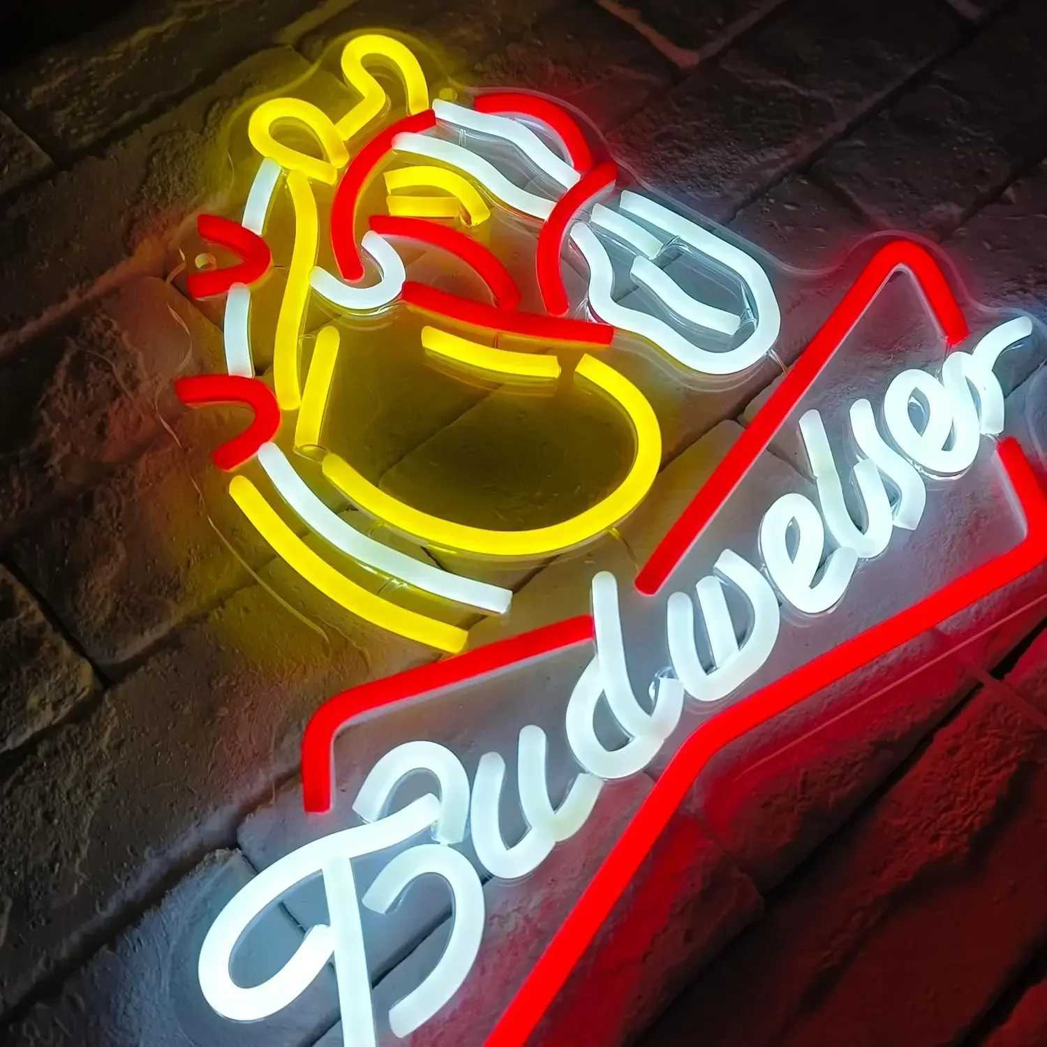 Bud Weisers Horse Neon Signs for Wall Decor USB-Powered LED Bar Sign for Home Bar Garage Bar Man Cave Party DecorationsXJ250602