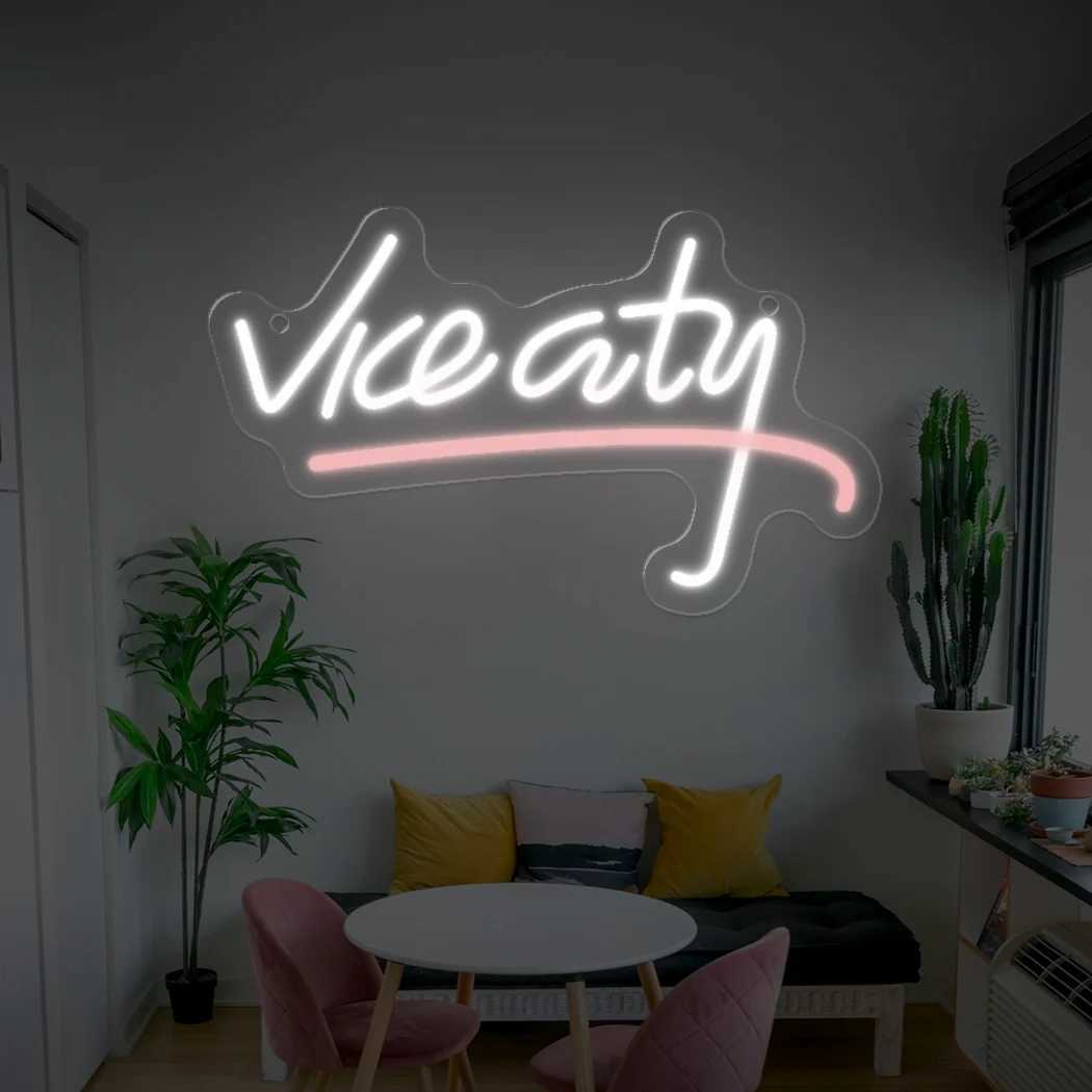 Vice City Neon Sign LED Light for Bar Cafe Home Room Shop Club Hanging Wall Decoration Birthday Gift USB Powered Night Lamp XJ250602