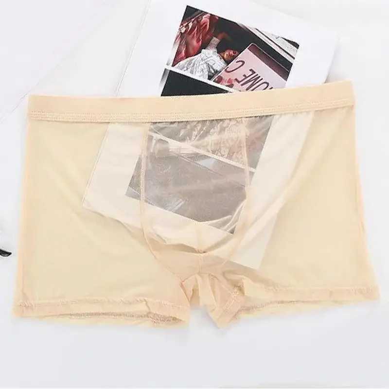 Mens Underwear Transparent Boxers Bulge Ice Silk See Through Underpants Sexy Briefs Low Waist Panties Lingerie Intimates W250603