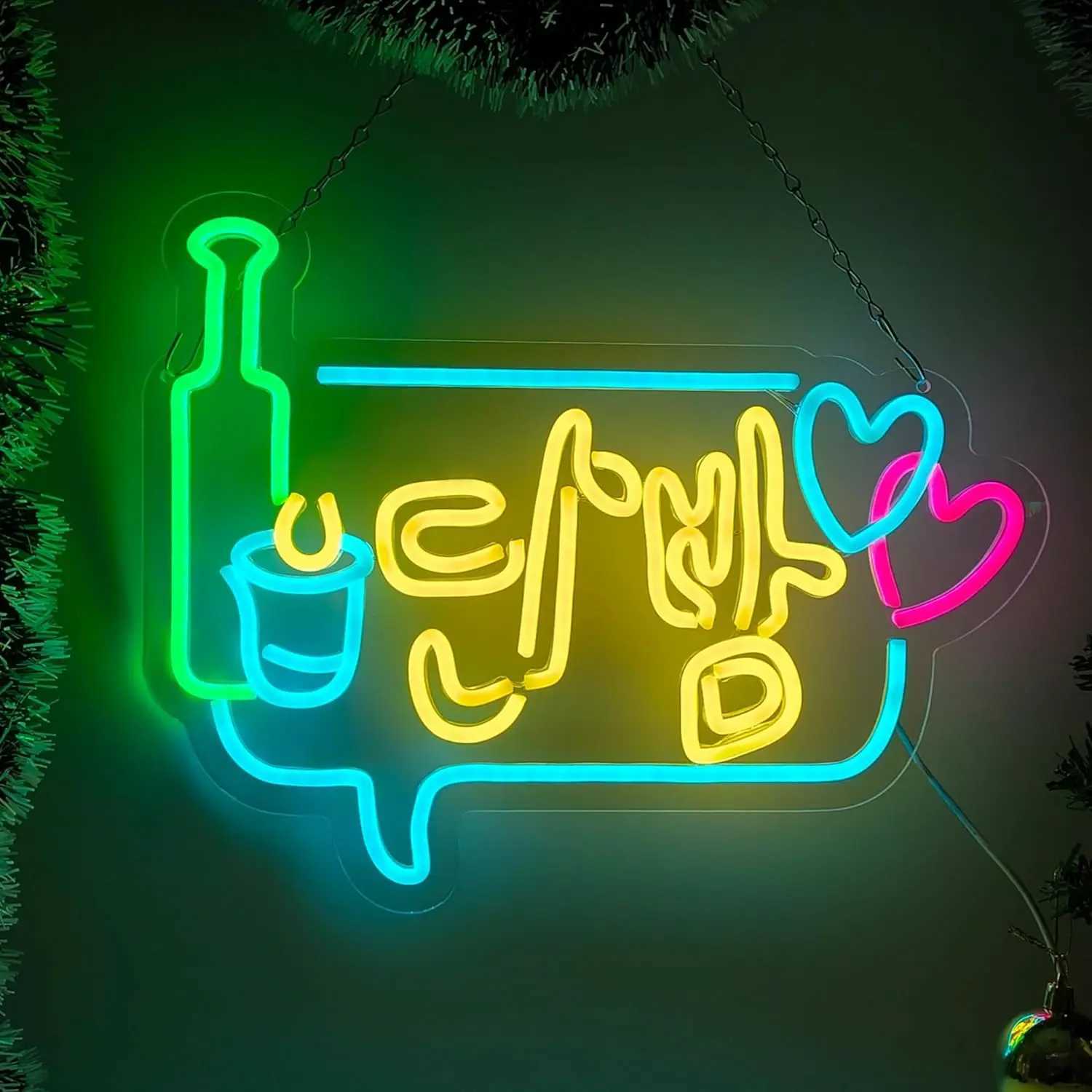 Korean Bar LED Neon Sign Dimmable USB Powered Neon Light Box for Bar Restaurant Game Room Man Cave Bedroom Garage Decoration XJ250602