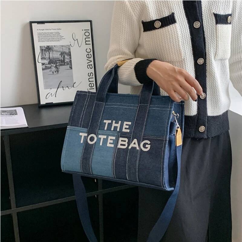 New Fashion Women's Tote Trend Brand Denim Embroidery Crossbody Classic Elegant Shoulder Bag Designer Handbag