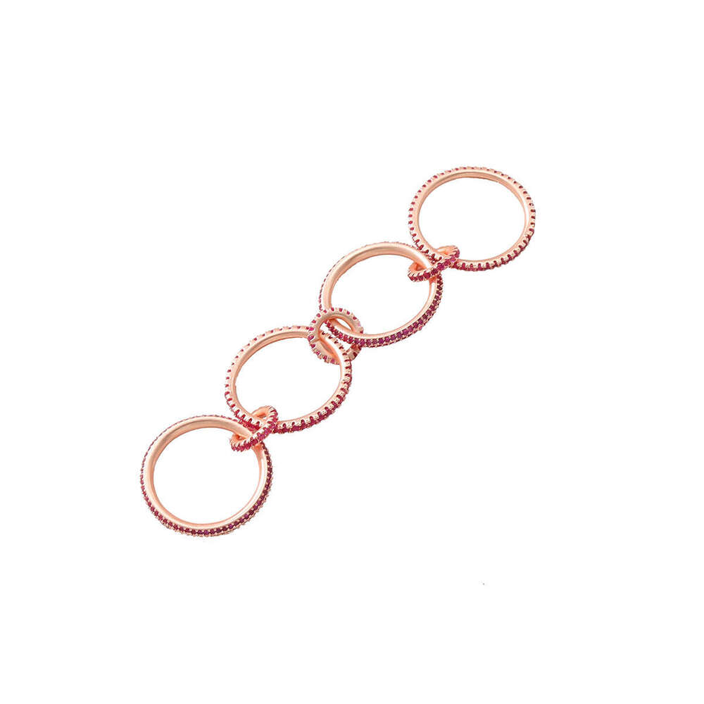 Rose Gold Exaggerated Multi-Piece Set Layered Zircon Niche Creative Women's Rings