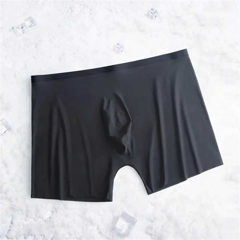 Super Lightweight Bulge Pouch Underwear Men Panties Ice Silk Boxers Seamless U Convex Trunks Male Sexy Shorts Plus Size L-XXXL W250603