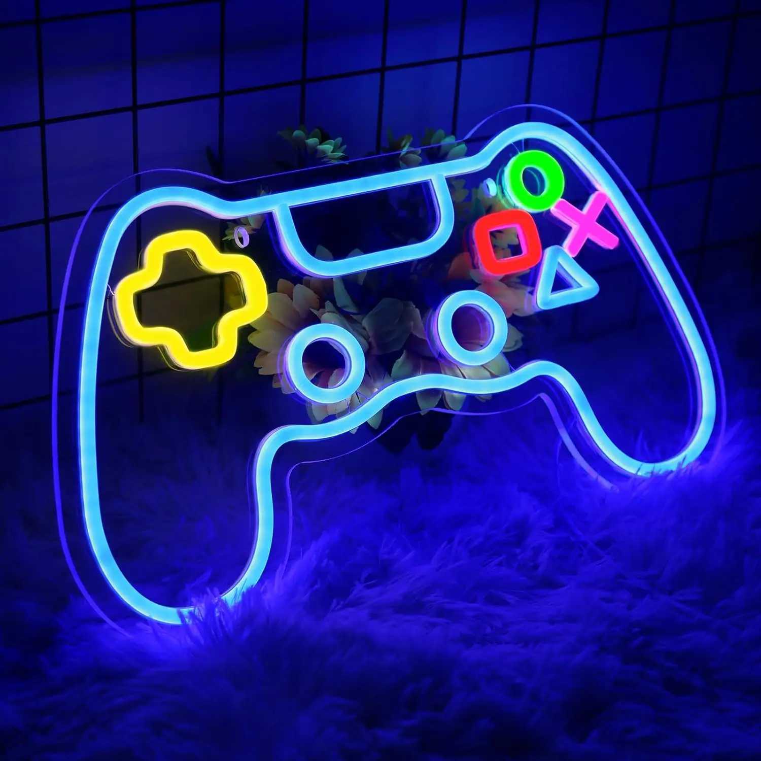 Gamer Neon Gamepad Shape Neon Gaming Sign for Boys Room Dimmable LED Game Controller Neon USB Powered Colored Room Decoration XJ250602