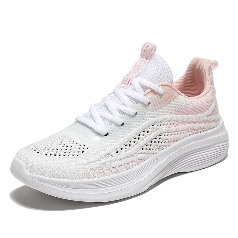 Summer New Versatile Soft Sole Casual Shoes Women S Flyknit Casual Shoes Single Mesh Breathable Lightweight Running Sneakers Ddmysaturn