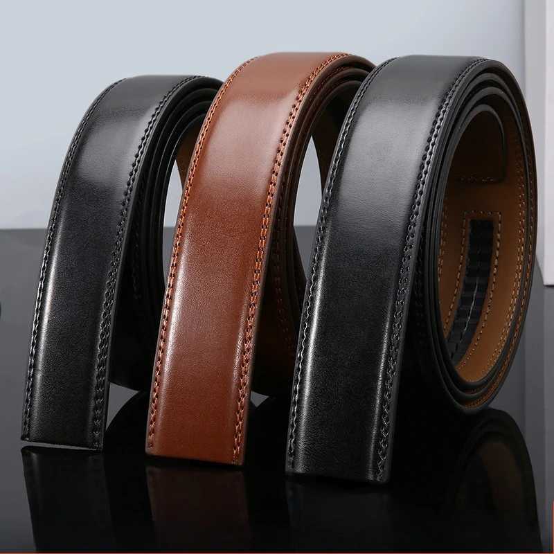 3.5cm 115 135 145 Men Genuine Leather Belts Without Buckle Belt No Buckle Cowskin Luxury Belt Black Brown Belts for WomenXJ250602