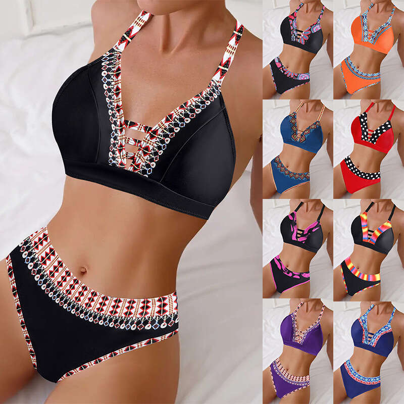 Luxury Swimwear Luxury Swimsuit Designer Bathing Suit Beach Wear 2025 New Style Color Gradient Stitch Bikini Set with Visible Stitching New Product Ne