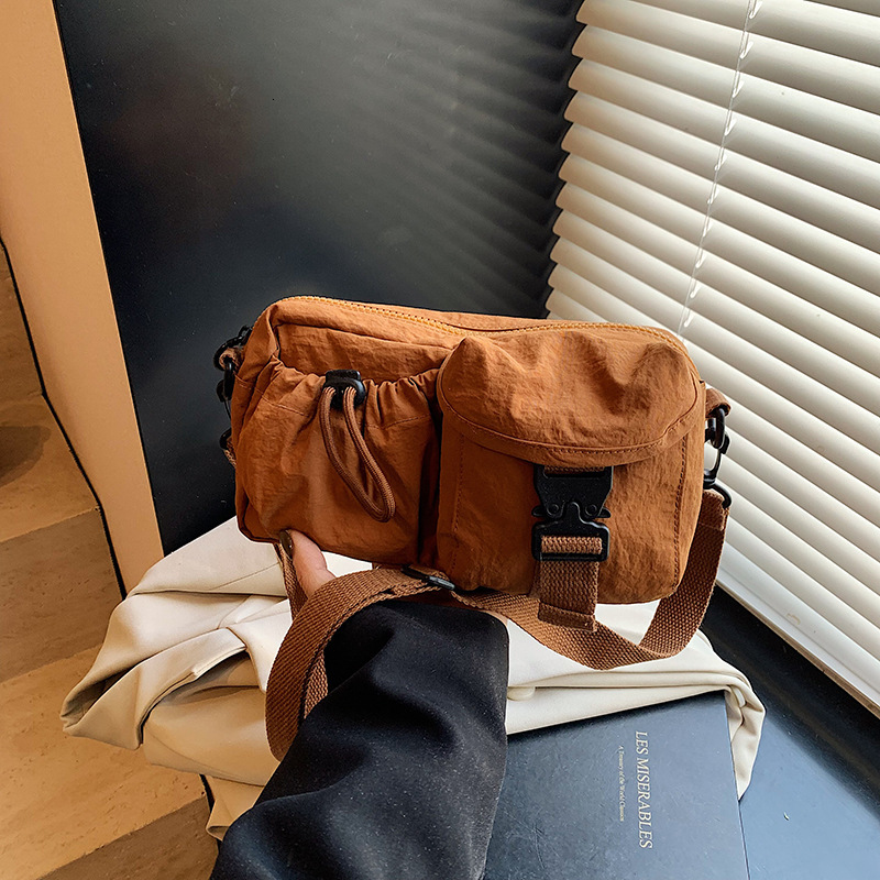 Water-Resistant Nylon for Women 2025 New Color-Block Textured Shoulder Crossbody Small Travel Bag