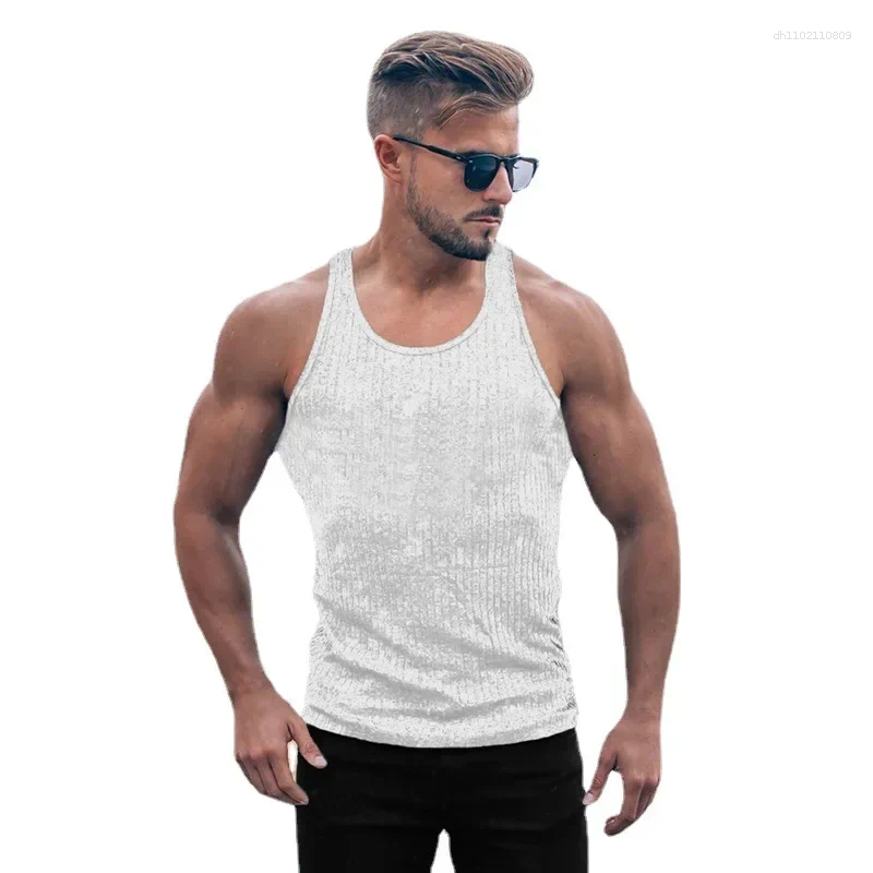 Men's Tank Tops 2025 Summer Men Vest Stripe Gym Top Fitness Sleeveless Shirt Male Exercise Sports Undershirt Bodybuilding Clothing