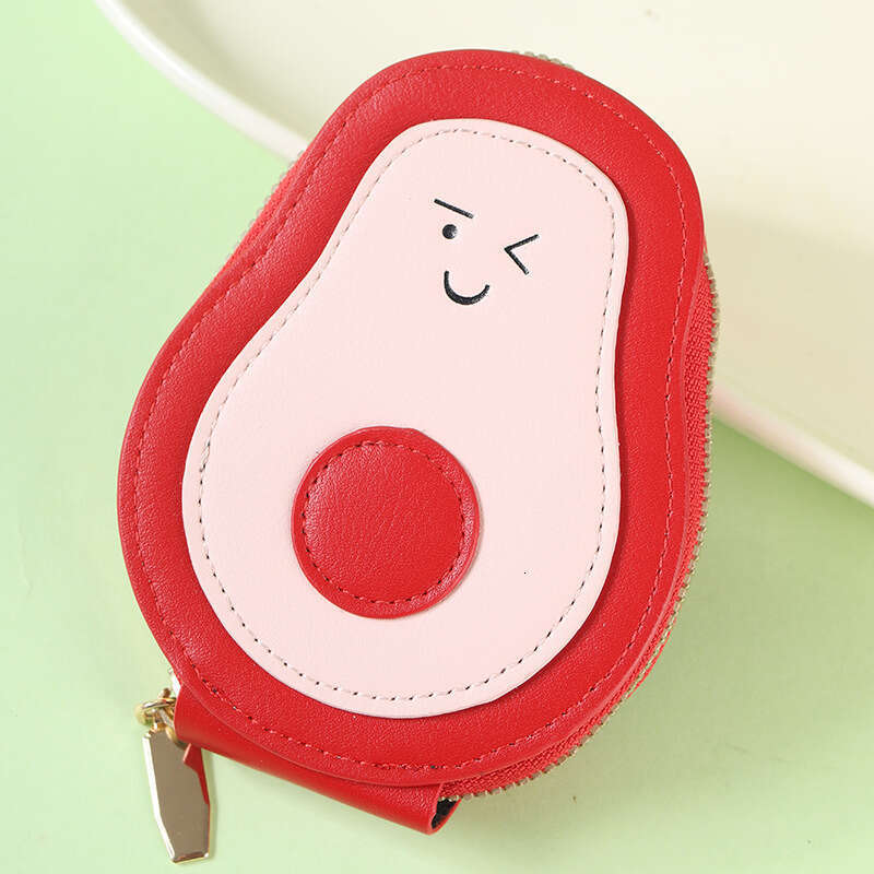 2024 Cute Avocado Accordion Card Holder Ins Multi-Card Slot Storage Zipper ID Bag Cartoon Coin Purse