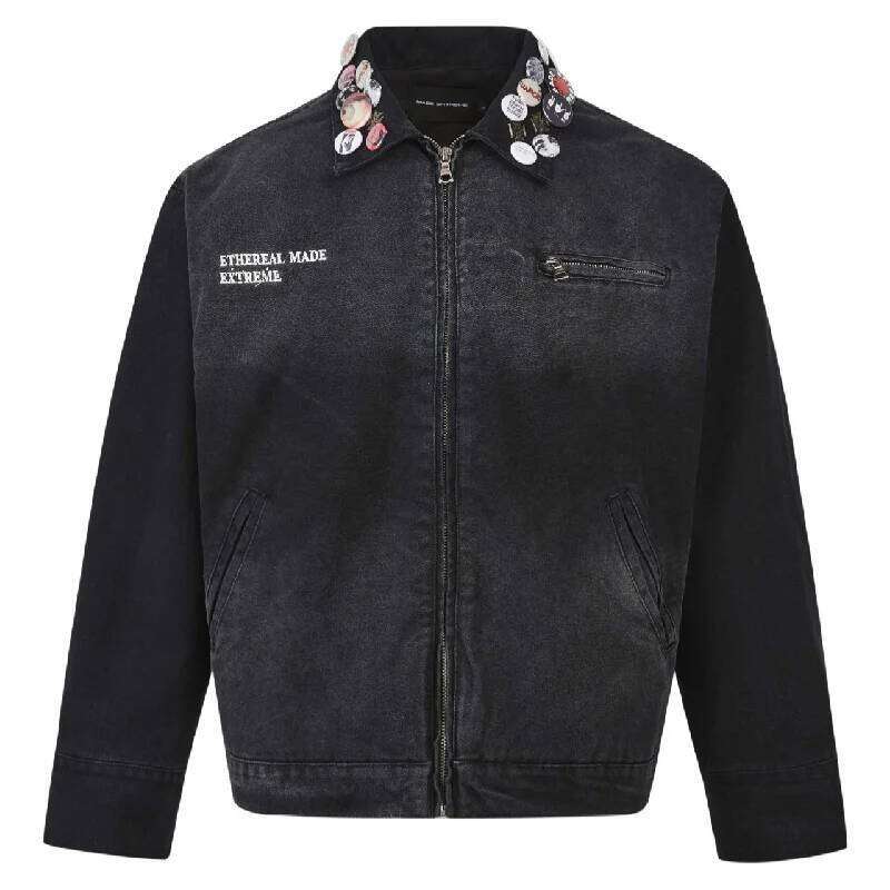 Men's Fashion Vintage Hip Hop Jeans Jacket With Badges High Streetwear Retro Denim Coat Outerwear For Male