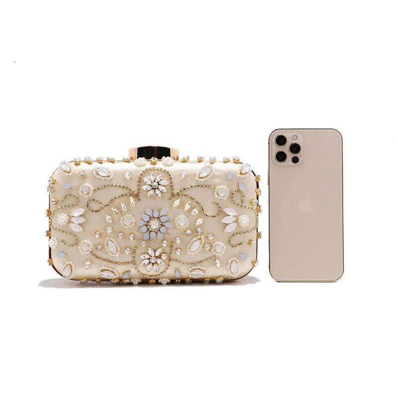 Shoulder Rhinestone Women Clutch Evening Bags With Dia Pearls Beads Messenger Handbag Phone Bag for Party